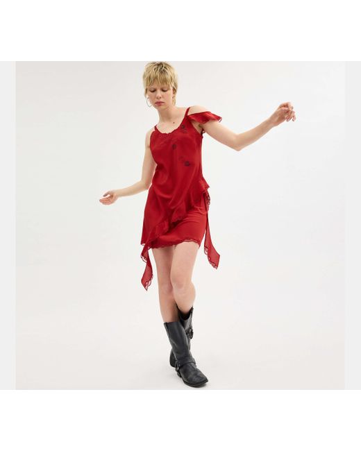 COACH Red Mini Ruffle Dress