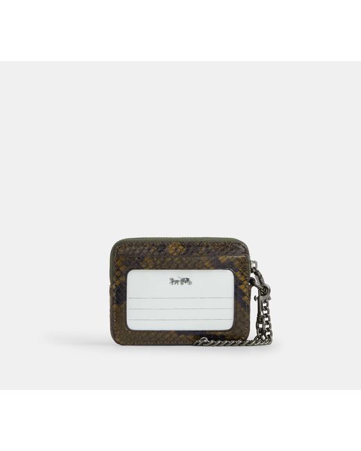 COACH Black Zip Card Case With Snake Print