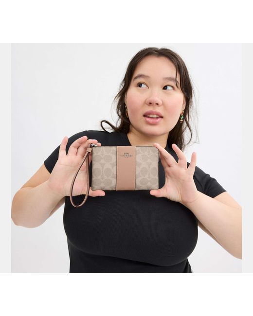 COACH Black Signature Canvas Wristlet Clutch