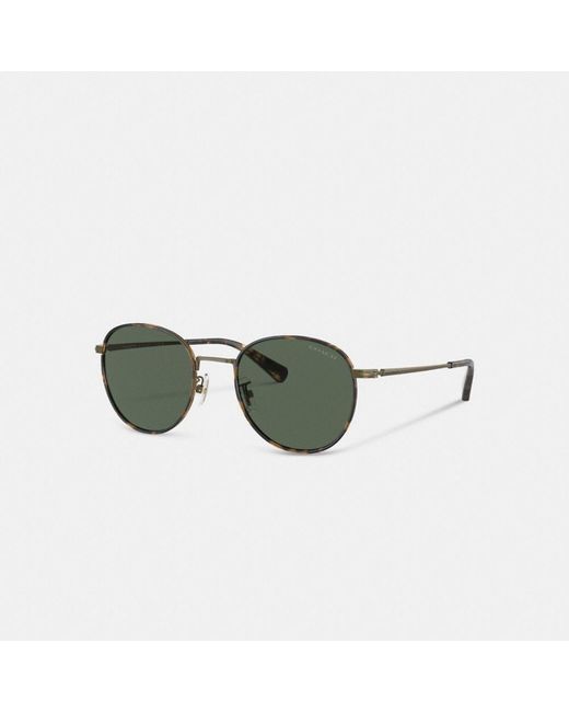 COACH Green Metal Windsor Round Sunglasses for men