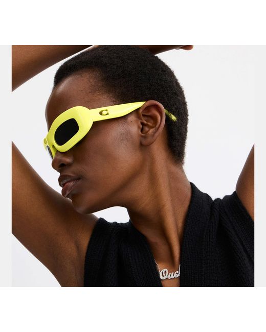 COACH Black Chunky Narrow Rectangle Sunglasses