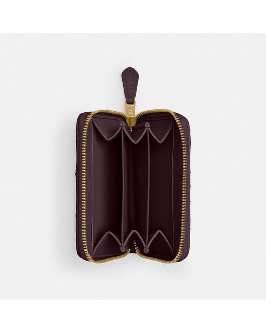 COACH Purple Essential Small Zip Around Card Case With Pillow Quilting