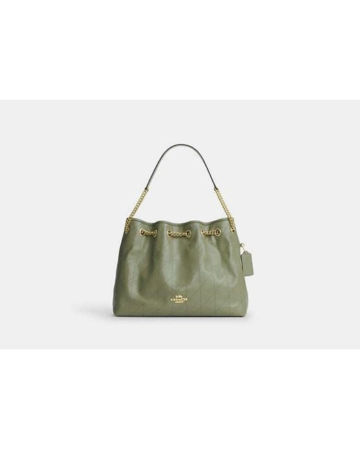 COACH Green Evelyn Shoulder Bag With Quilting