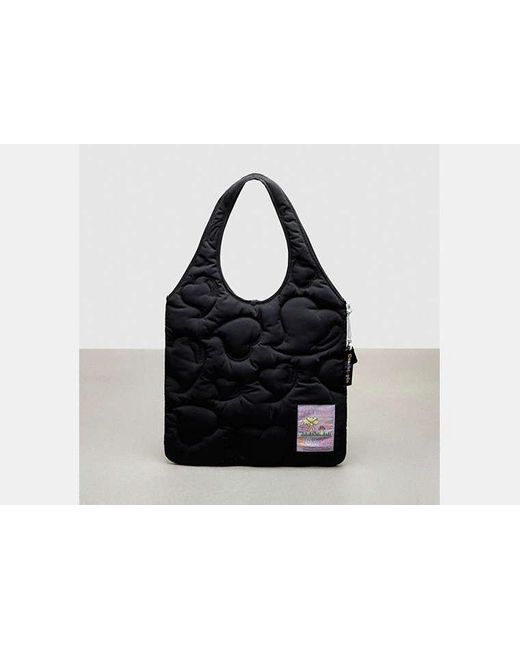 COACH Black Topia Loop Quilted Heart Flat Tote