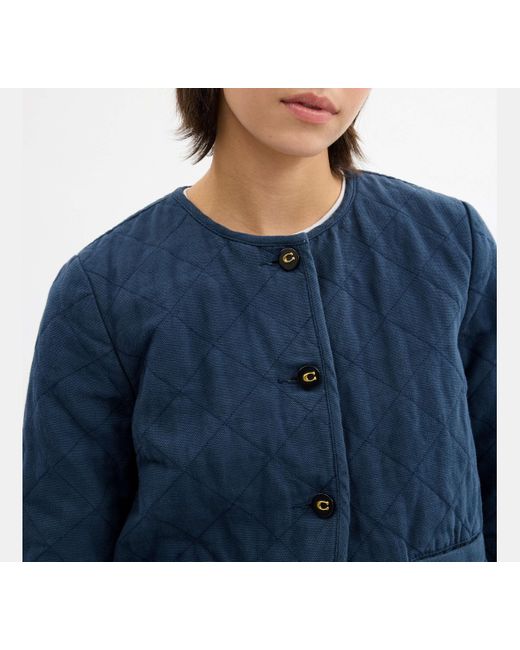 COACH Blue Quilted Canvas Jacket