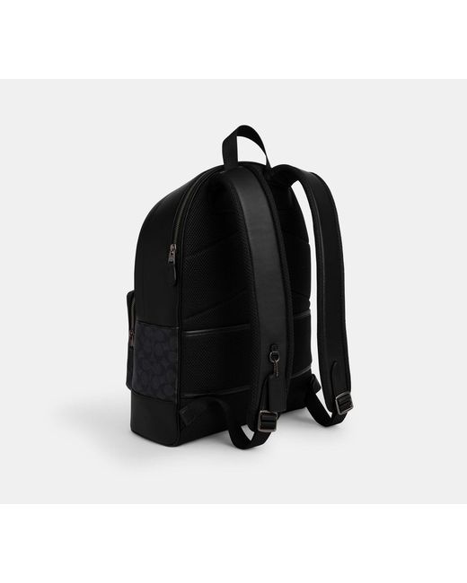 COACH Black West Backpack With Varsity Stripe for men