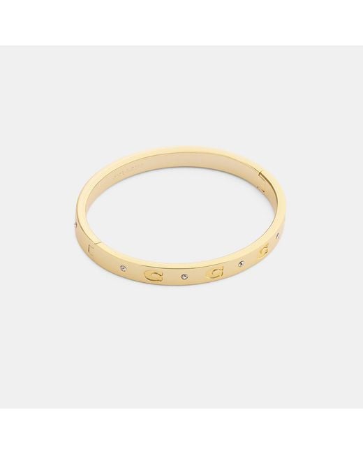 COACH Metallic Repeated C Hinged Bangle Bracelet