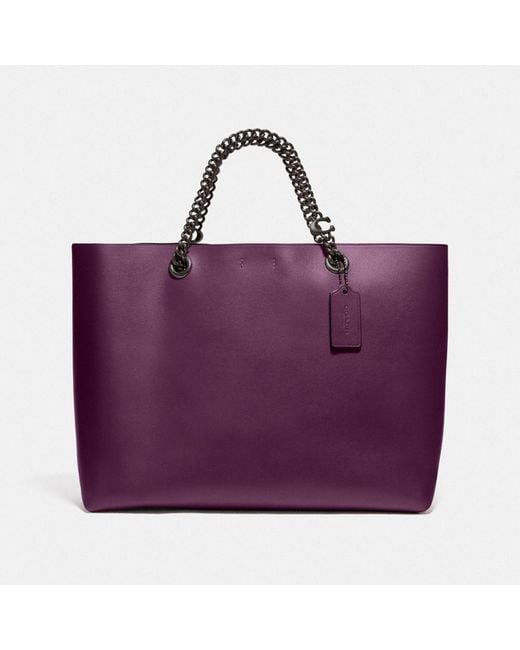 COACH Signature Chain Central Tote in Purple | Lyst