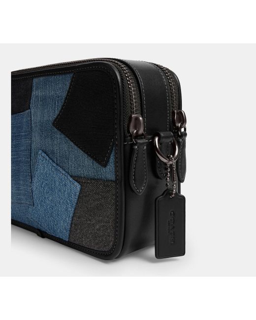 COACH Black Charter Crossbody Bag 24 With Patchwork for men