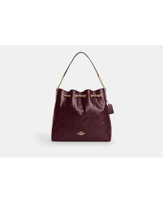 COACH Red Evelyn Large Shoulder Bag