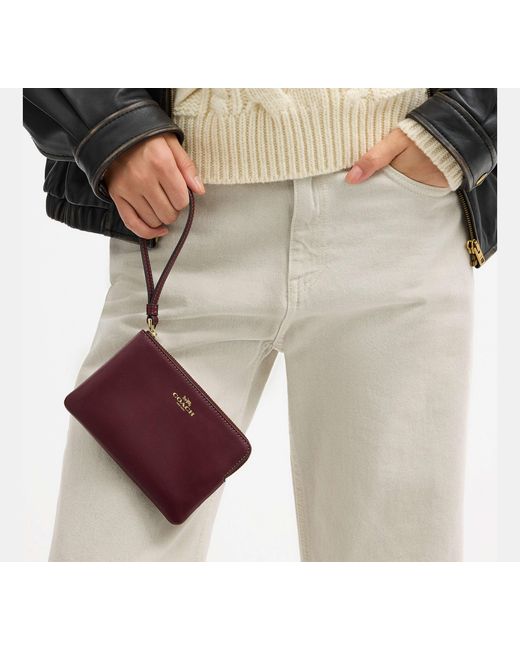 COACH Red Corner Zip Wristlet