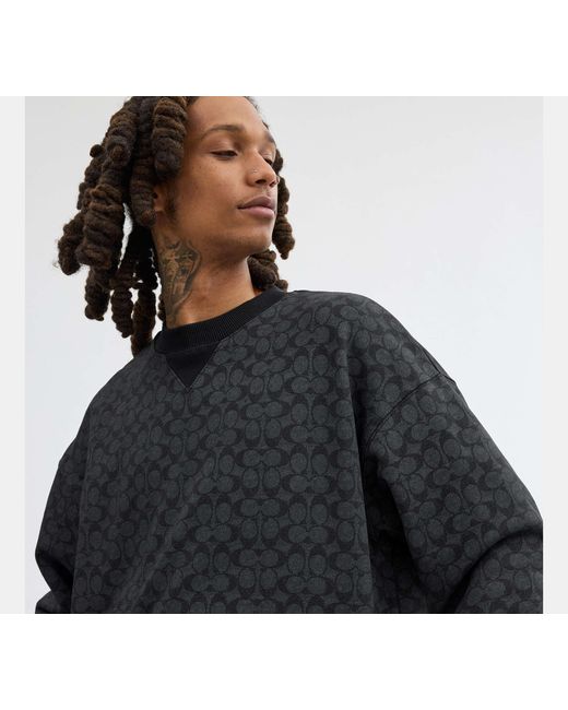 COACH Black Essential Signature Crewneck Top