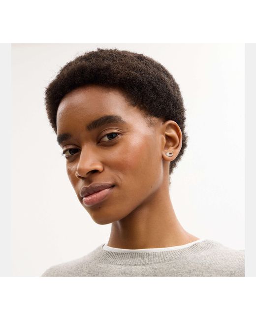 COACH Black Pavé C Stud Earrings