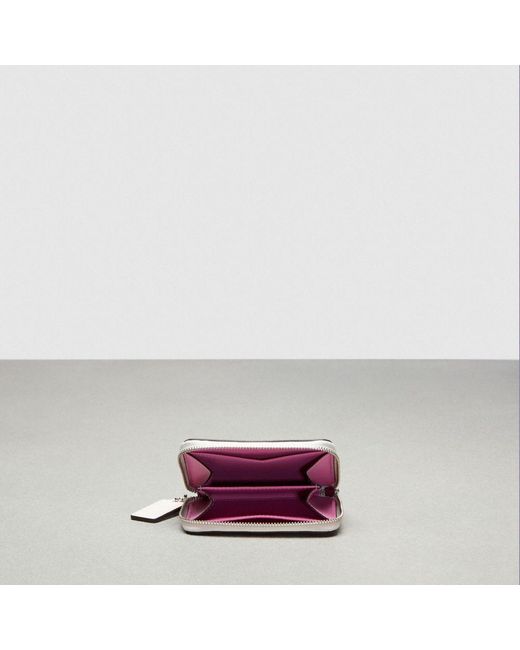 COACH Pink Zip Around Wallet In Checkerboard Upcrafted Leather