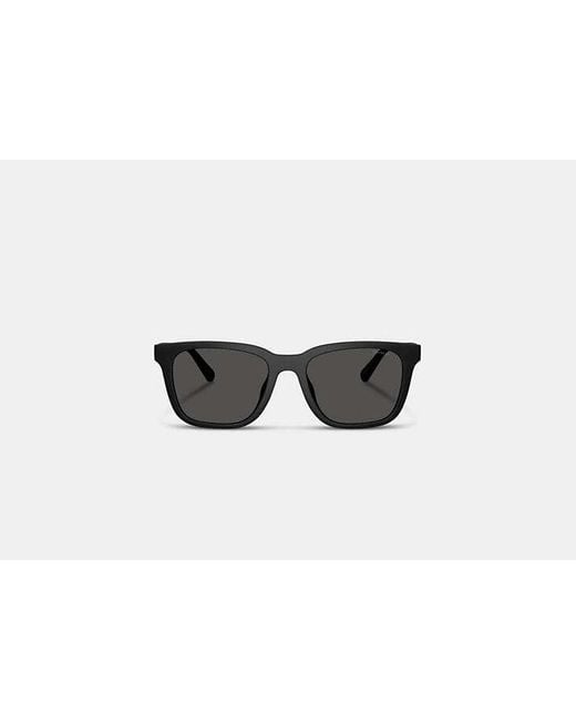 COACH Black C Hardware Textured Temple Square Sunglasses for men