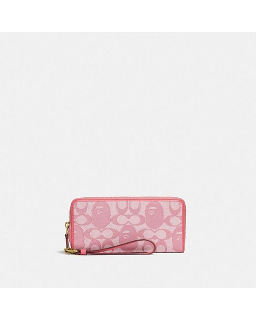 COACH Pink Bape X Phone Wallet In Signature Jacquard