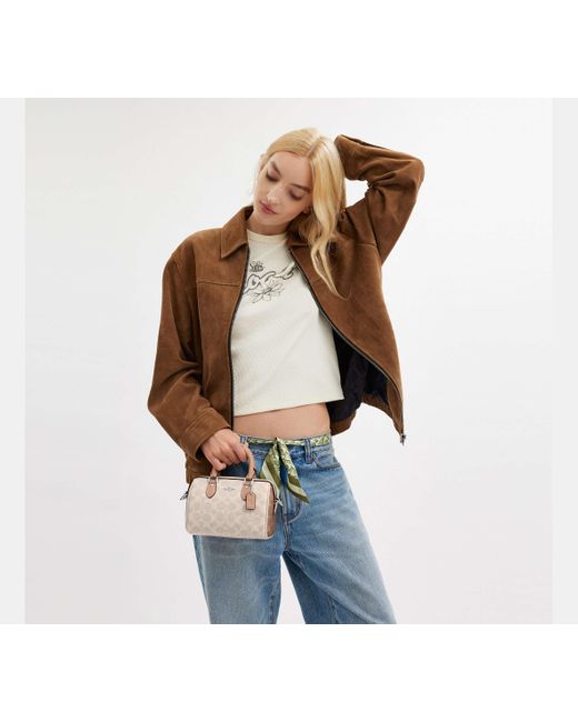 COACH Black Mini Rowan Crossbody Bag In Blocked Signature Canvas