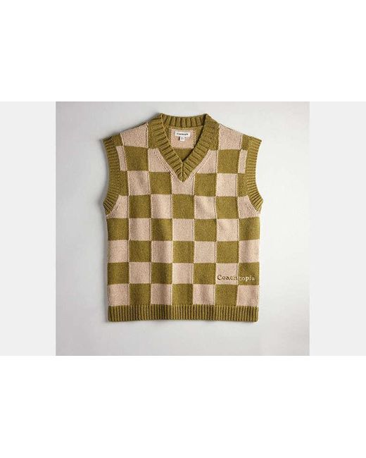COACH Green Checkerboard Sweater Vest