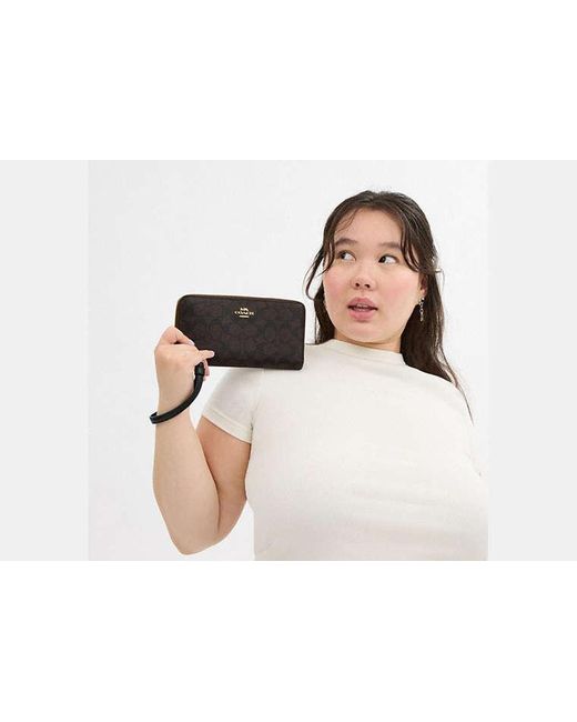 COACH Black Long Zip Around Wallet