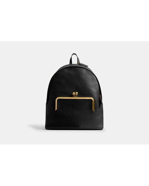 COACH Black Kisslock Frame Backpack