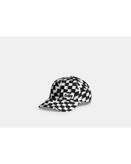 COACH Black Surfer Geo Check Print Baseball Hat