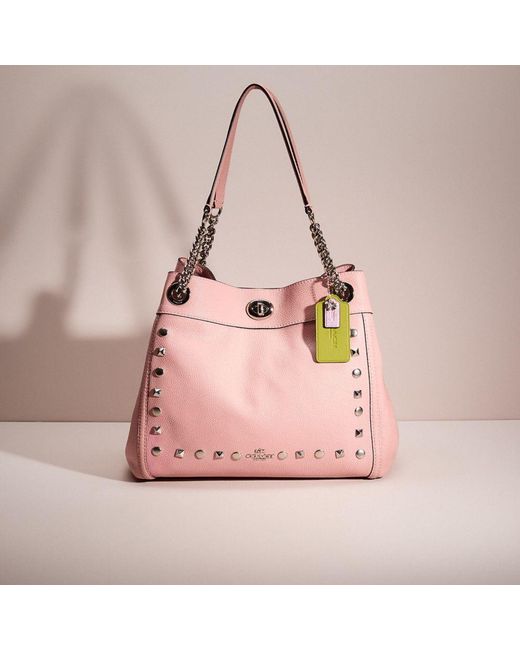 COACH Pink Upcrafted Turnlock Edie Shoulder Bag