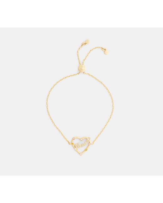 COACH Black Coach Script Heart Bracelet