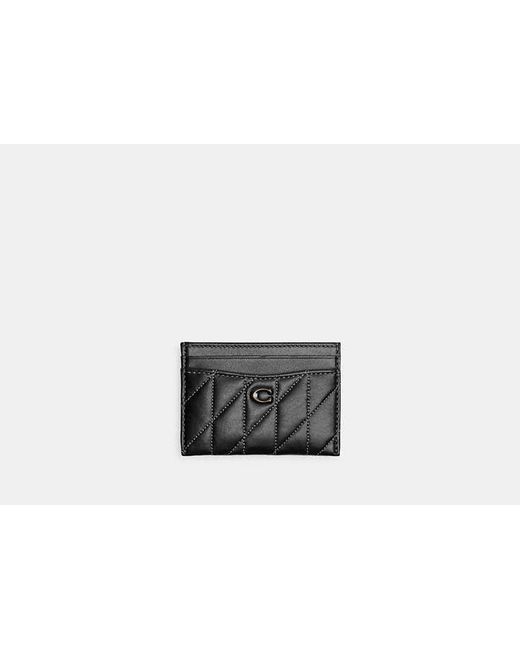 COACH Black Logo-plaque Quilted-leather Card Holder