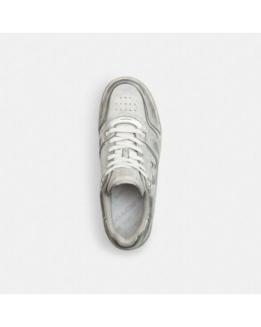 COACH White Soho Sneaker In Distressed Metallic Leather for men