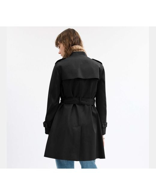 COACH Black Mid Trench Coat