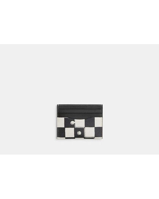 COACH Black Slim Id Card Case With Checkerboard Print for men