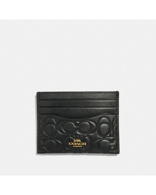 COACH Black Card Case In Signature Leather