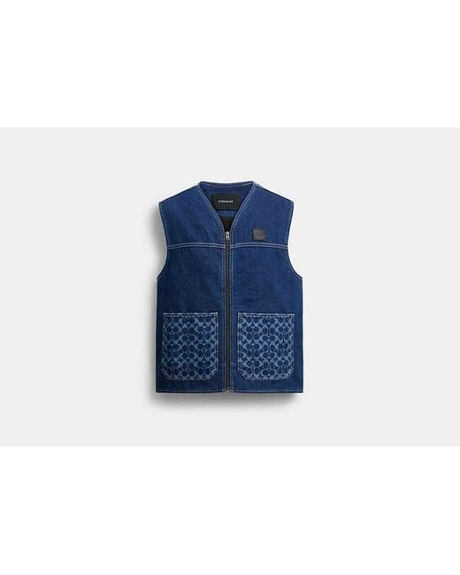 COACH Blue Denim Work Vest for men