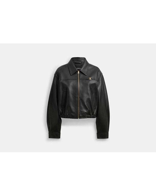 COACH Black Heritage C Cropped Blouson Jacket
