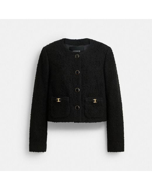 COACH Black Heritage C Boucle Jacket