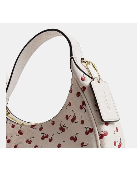 COACH Black Emily Shoulder Bag With Cherry Print