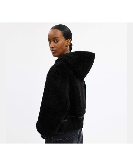 COACH Black Reversible Shearling Hoodie