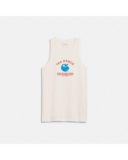 COACH White Tank Top With Tea Dance Graphic for men