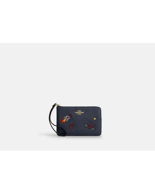 COACH Black Corner Zip Wristlet