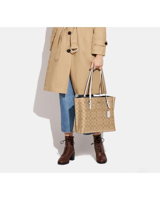 COACH Black Mollie Tote In Signature Canvas