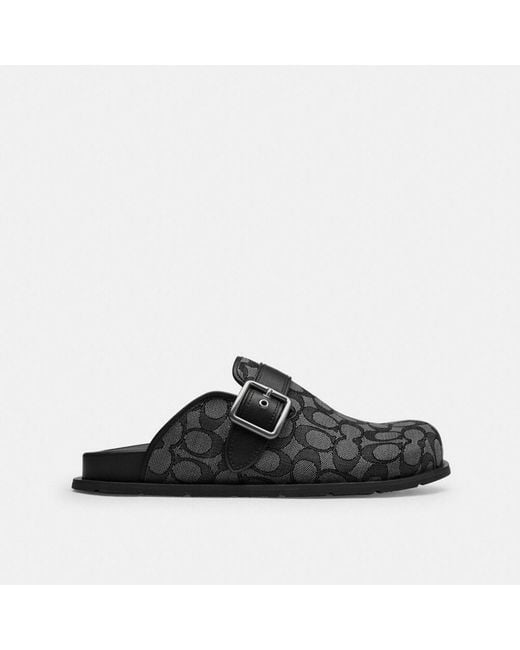 COACH Black Buckle Clog In Signature Jacquard for men