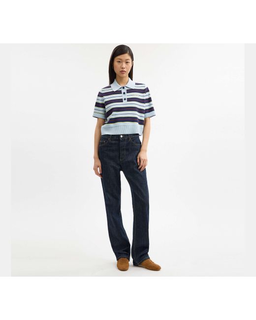 COACH Black Cropped Polohemd Mit Steifen