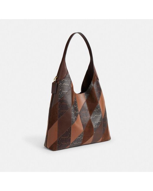 COACH Brown Brooklyn Shoulder Bag 39 In Snake Patchwork