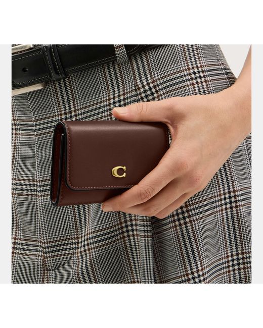 COACH Brown Essential Flap Card Case