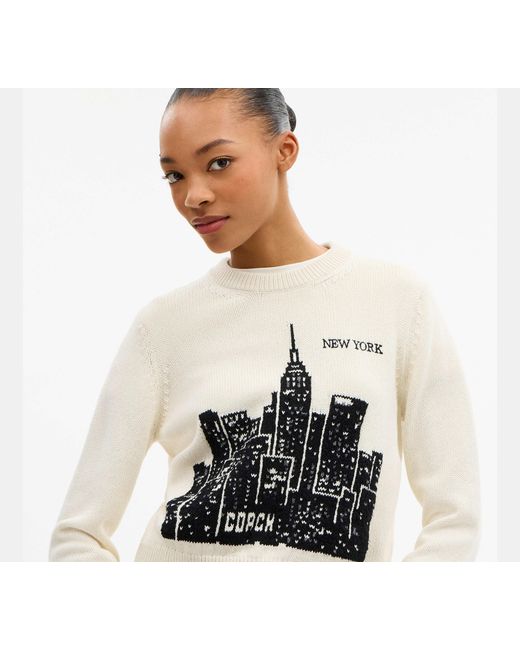 COACH Black Postcard Crewneck Sweater