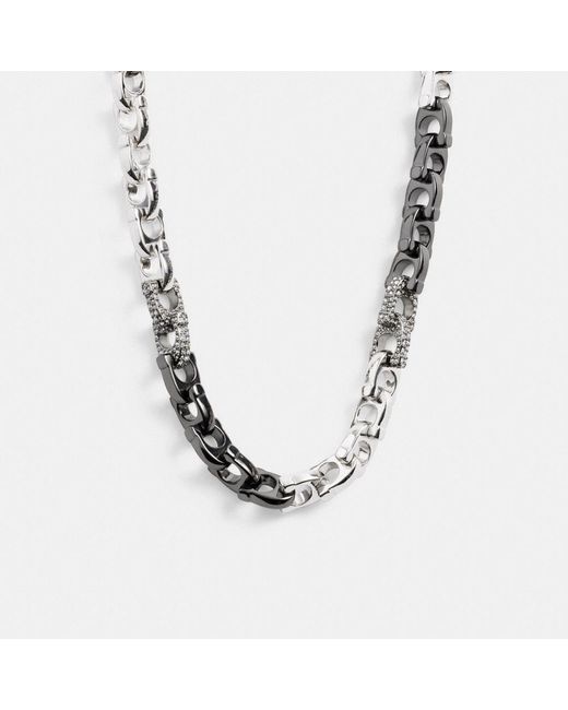 COACH Metallic S Pavé Signature Link Collar Necklace