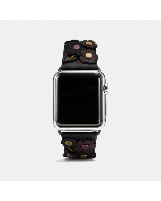 COACH Black Apple Watch® Strap With Tea Rose, 38mm