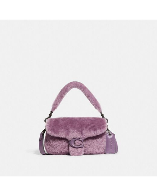 COACH Leather Pillow Tabby Shoulder Bag 18 In Shearling in Brass