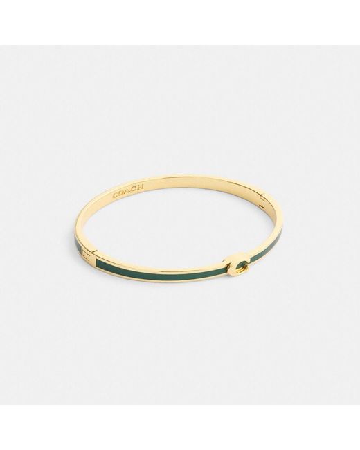 COACH Metallic Thin Enamel Signature Hinged Bangle