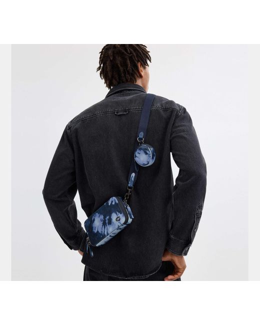 COACH Blue Charter Slim Crossbody Bag With Tie Dye Print for men